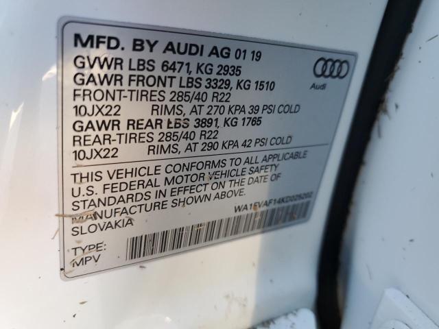 Photo 10 from auction – 2019 AUDI Q8 PRESTIG with VIN WA1FVAF14KD025202