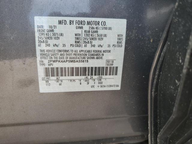 Photo 10 from auction – 2021 FORD EDGE ST with VIN 2FMPK4AP5MBA55815