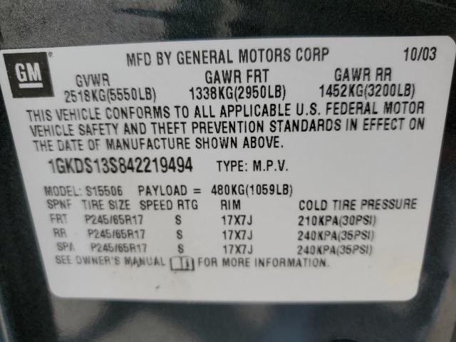 Photo 10 from auction – 2004 GMC ENVOY with VIN 1GKDS13S842219494
