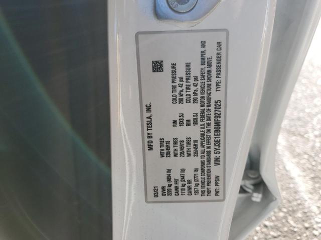 Photo 10 from auction – 2021 TESLA MODEL 3 with VIN 5YJ3E1EB6MF927025