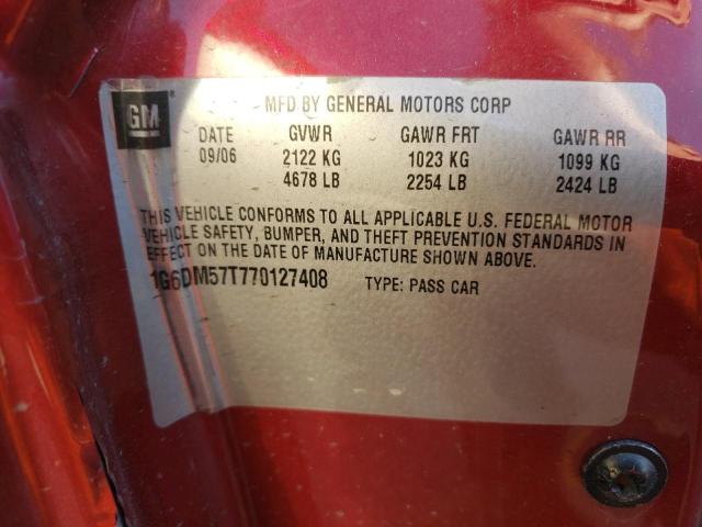Photo 10 from auction – 2007 CADILLAC CTS with VIN 1G6DM57T770127408