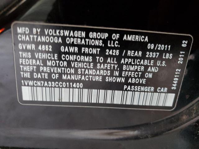 Photo 10 from auction – 2012 VOLKSWAGEN PASSAT SEL with VIN 1VWCN7A33CC011400