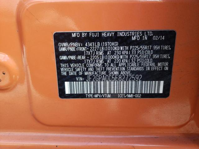 Photo 10 from auction – 2014 SUBARU XV CROSSTR with VIN JF2GPACC5E8272592
