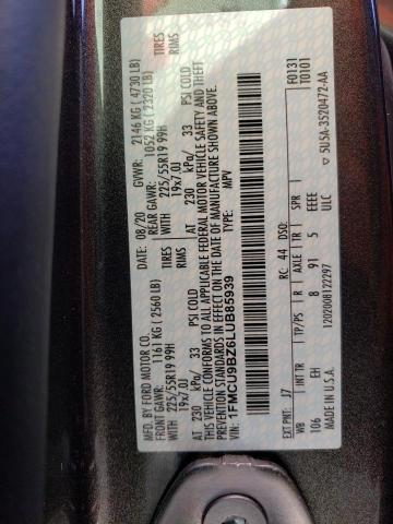 Photo 10 from auction – 2020 FORD ESCAPE SE with VIN 1FMCU9BZ6LUB85939