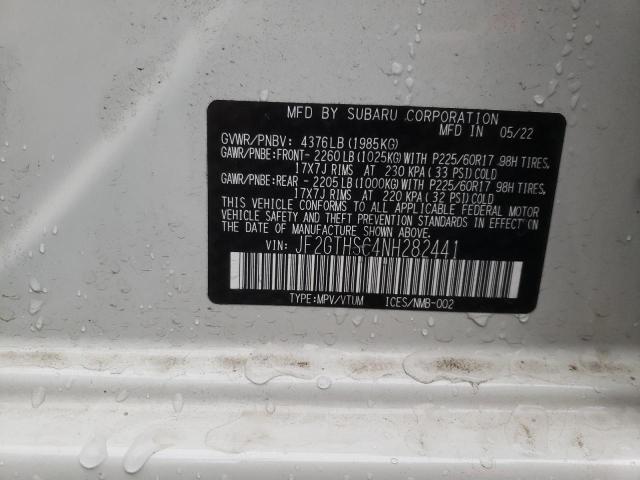 Photo 10 from auction – 2022 SUBARU CROSSTREK with VIN JF2GTHSC4NH282441
