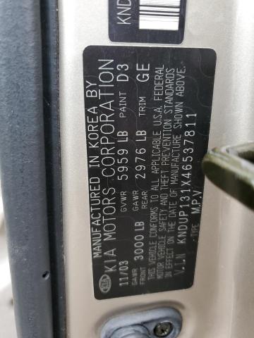 Photo 10 from auction – 2004 KIA SEDONA EX with VIN KNDUP131X46537811
