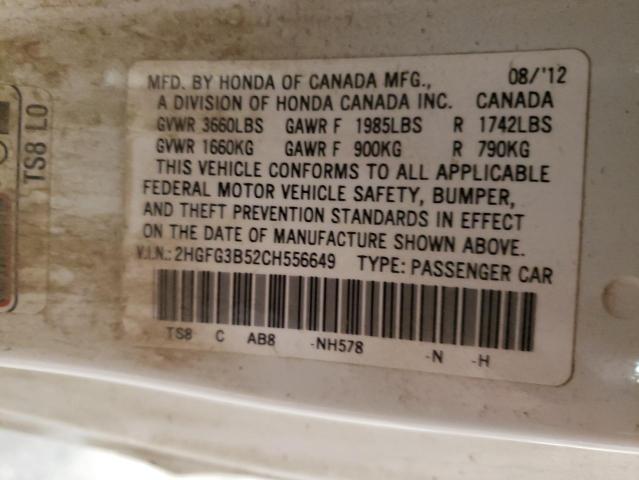 Photo 10 from auction – 2012 HONDA CIVIC LX with VIN 2HGFG3B52CH556649