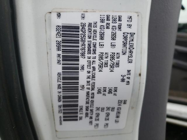 Photo 10 from auction – 2000 DODGE CARAVAN with VIN 2B4GP25G8YR787807