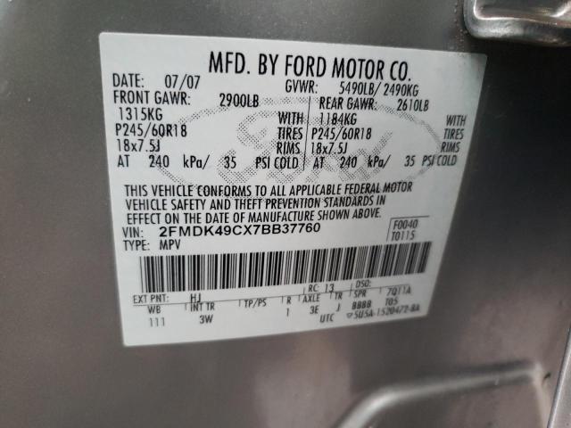 Photo 10 from auction – 2007 FORD EDGE SEL P with VIN 2FMDK49CX7BB37760