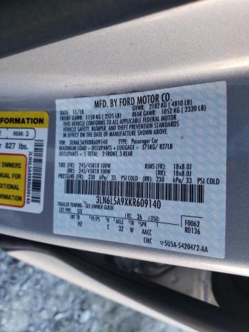 Photo 10 from auction – 2019 LINCOLN MKZ with VIN 3LN6L5A9XKR609140
