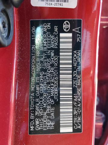 Photo 10 from auction – 2007 TOYOTA COROLLA CE with VIN JTDBR32E670119030