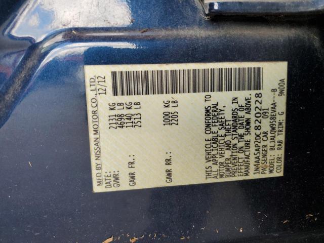 Photo 10 from auction – 2013 NISSAN MAXIMA S with VIN 1N4AA5AP2DC820228