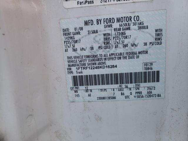 Photo 10 from auction – 2008 FORD F150 with VIN 1FTRF12248KD16284