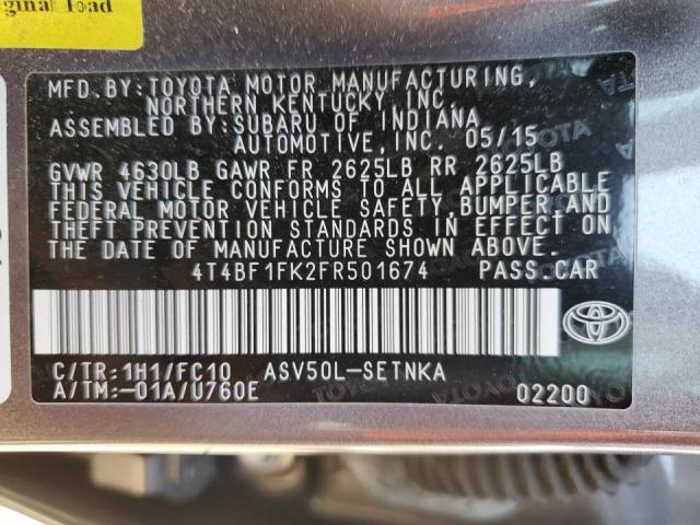 Photo 10 from auction – 2015 TOYOTA CAMRY LE with VIN 4T4BF1FK2FR501674