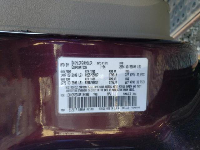 Photo 10 from auction – 2004 DODGE DURANGO with VIN 1D8HD58DX4F154909