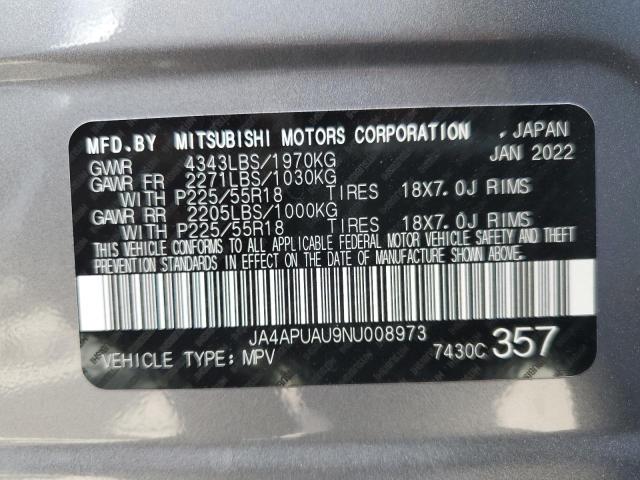 Photo 10 from auction – 2022 MITSUBISHI OUTLANDER with VIN JA4APUAU9NU008973