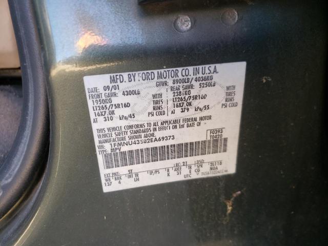 Photo 10 from auction – 2002 FORD EXCURSION with VIN 1FMNU43S82EA69373