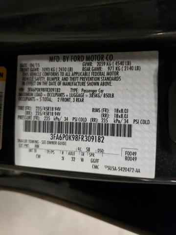 Photo 10 from auction – 2015 FORD FUSION TIT with VIN 3FA6P0K98FR309182