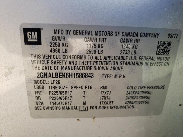Photo 10 from auction – 2017 CHEVROLET EQUINOX LS with VIN 2GNALBEK6H1586843