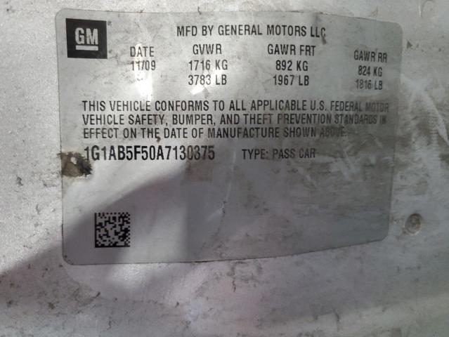 Photo 10 from auction – 2010 CHEVROLET COBALT LS with VIN 1G1AB5F50A7130375