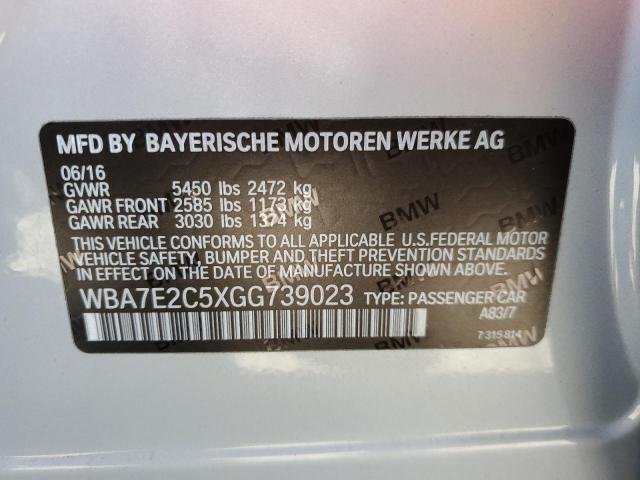 Photo 10 from auction – 2016 BMW 740 I with VIN WBA7E2C5XGG739023