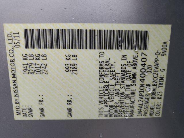 Photo 10 from auction – 2012 NISSAN ALTIMA BAS with VIN 1N4AL2AP1CN400407