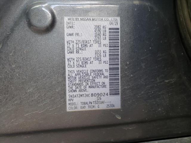 Photo 10 from auction – 2019 NISSAN ROGUE S with VIN 5N1AT2MT2KC809024