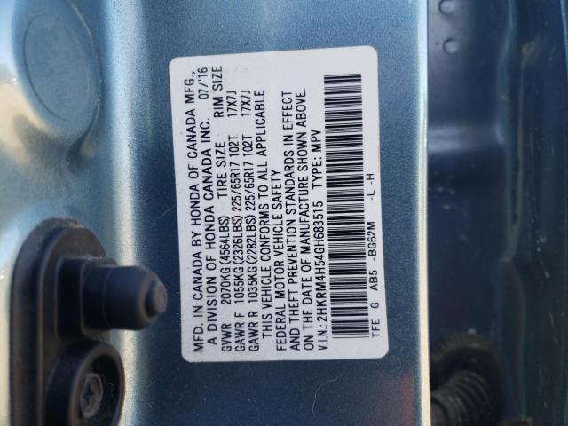 Photo 10 from auction – 2016 HONDA CR-V EX with VIN 2HKRM4H54GH683515