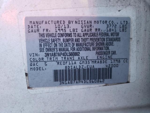 Photo 10 from auction – 2013 NISSAN SENTRA S with VIN 3N1AB7AP4DL560862