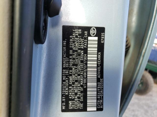 Photo 10 from auction – 2007 TOYOTA CAMRY CE with VIN 4T1BE46KX7U717904