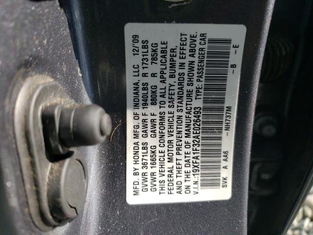 Photo 10 from auction – 2010 HONDA CIVIC VP with VIN 19XFA1F32AE026493