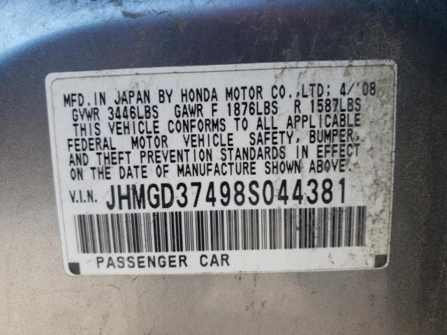 Photo 10 from auction – 2008 HONDA FIT with VIN JHMGD37498S044381