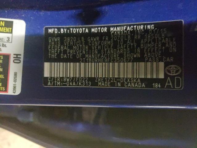 Photo 10 from auction – 2015 TOYOTA COROLLA L with VIN 2T1BURHE9FC350677