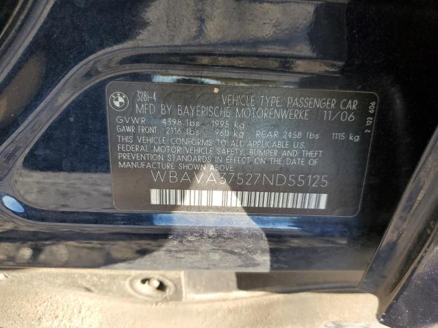 Photo 10 from auction – 2007 BMW 328 I with VIN WBAVA37527ND55125
