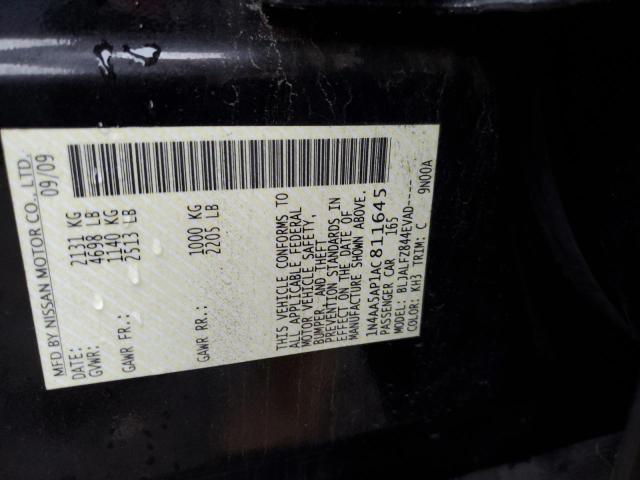Photo 10 from auction – 2010 NISSAN MAXIMA S with VIN 1N4AA5AP1AC811645