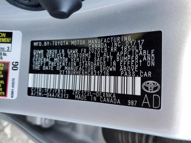 Photo 10 from auction – 2017 TOYOTA COROLLA L with VIN 2T1BURHE6HC831716