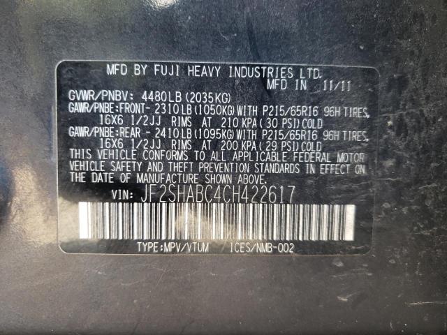 Photo 10 from auction – 2012 SUBARU FORESTER 2 with VIN JF2SHABC4CH422617