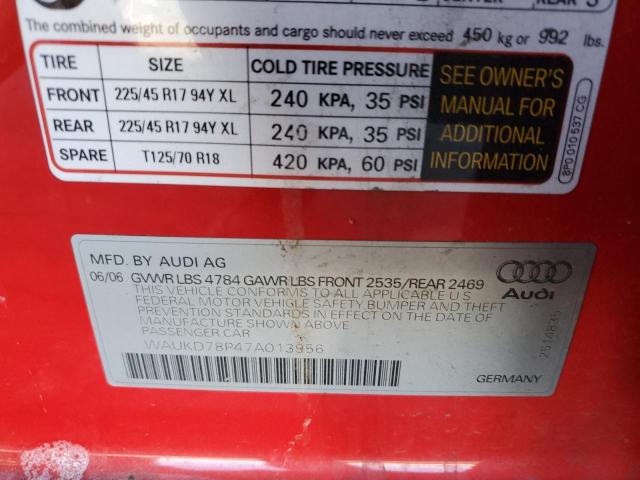 Photo 10 from auction – 2007 AUDI A3 S-LINE with VIN WAUKD78P47A013956