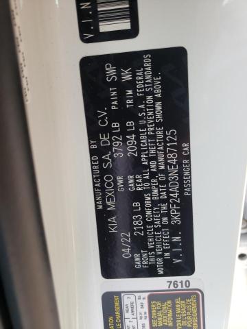 Photo 10 from auction – 2022 KIA FORTE FE with VIN 3KPF24AD3NE487125