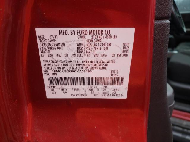 Photo 10 from auction – 2012 FORD ESCAPE XLT with VIN 1FMCU9DG9CKA36190