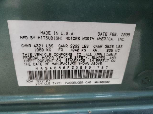 Photo 10 from auction – 2005 MITSUBISHI GALANT ES with VIN 4A3AB56F25E051787