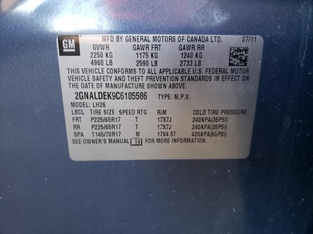 Photo 10 from auction – 2012 CHEVROLET EQUINOX LT with VIN 2GNALDEK9C6105586