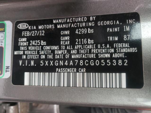 Photo 10 from auction – 2012 KIA OPTIMA EX with VIN 5XXGN4A78CG055382