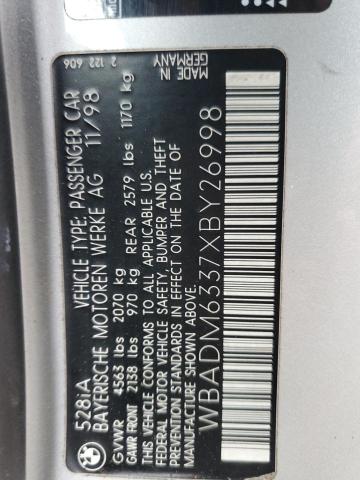 Photo 10 from auction – 1999 BMW 528 I AUTO with VIN WBADM6337XBY26998