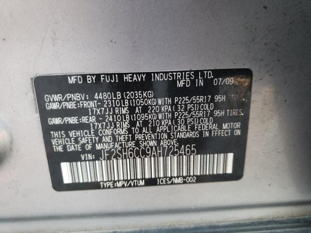 Photo 10 from auction – 2010 SUBARU FORESTER 2 with VIN JF2SH6CC9AH725465