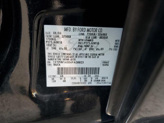 Photo 10 from auction – 2004 FORD F150 SUPER with VIN 1FTPW14504FA38825
