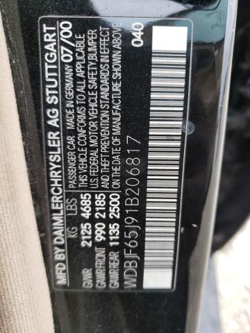 Photo 10 from auction – 2001 MERCEDES-BENZ E 320 with VIN WDBJF65J91B206817