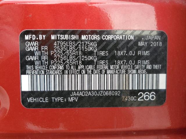 Photo 10 from auction – 2018 MITSUBISHI OUTLANDER with VIN JA4AD2A30JZ068092