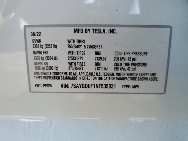 Photo 10 from auction – 2022 TESLA MODEL Y with VIN 7SAYGDEF1NF535031