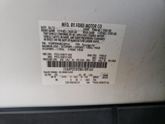 Photo 10 from auction – 2011 FORD TAURUS SEL with VIN 1FAHP2EW2BG189161